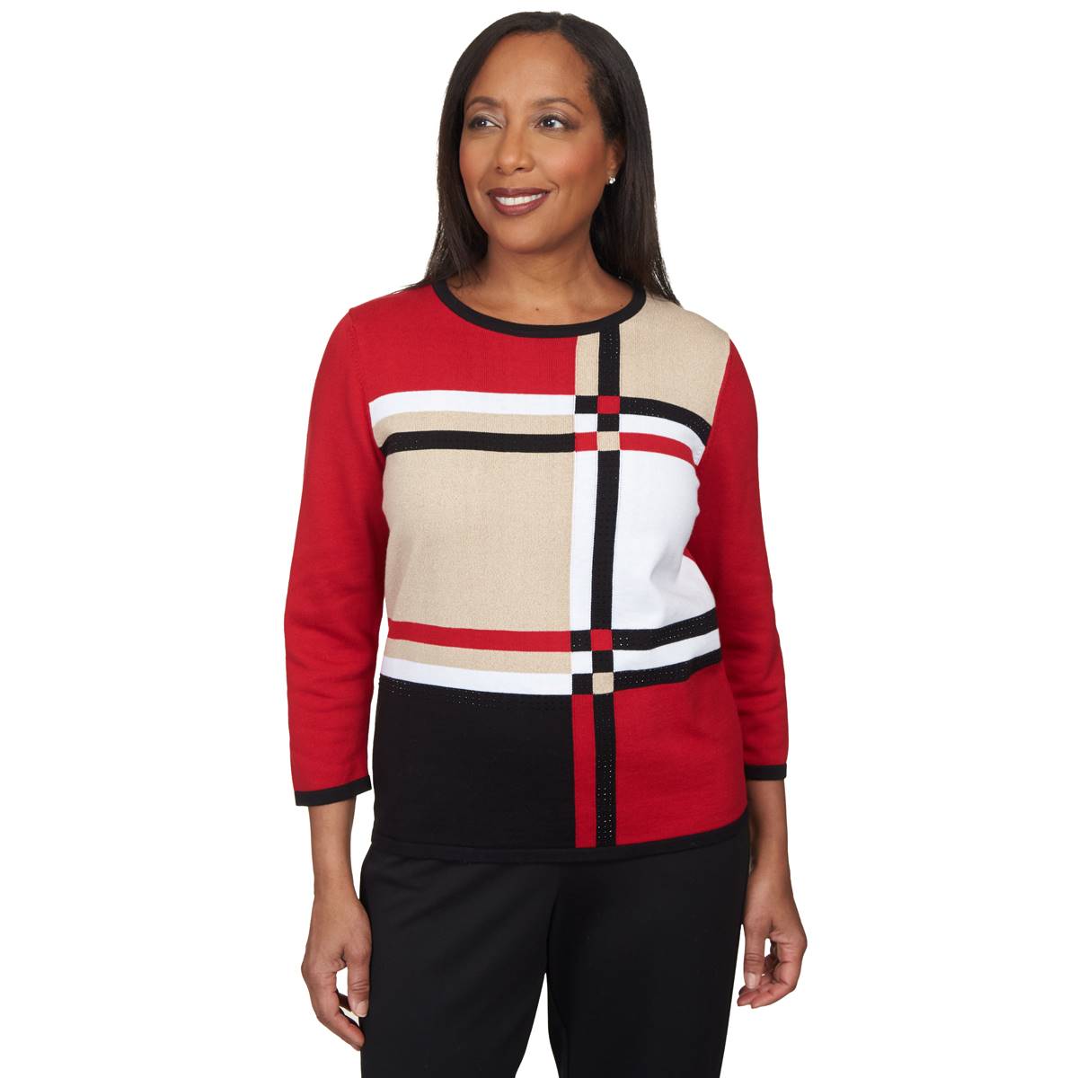 Petite Alfred Dunner Park Place Color Block Sweater
