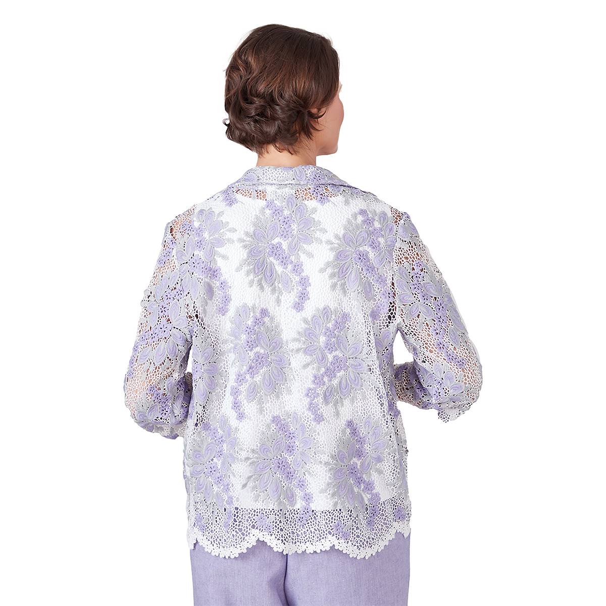 Petite Alfred Dunner Isn't It Romantic Floral Lace 2Fer Blouse