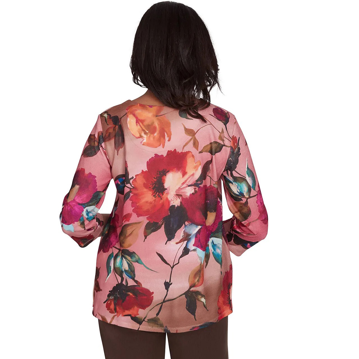 Womens Alfred Dunner Wine Country Dramatic Floral Blouse