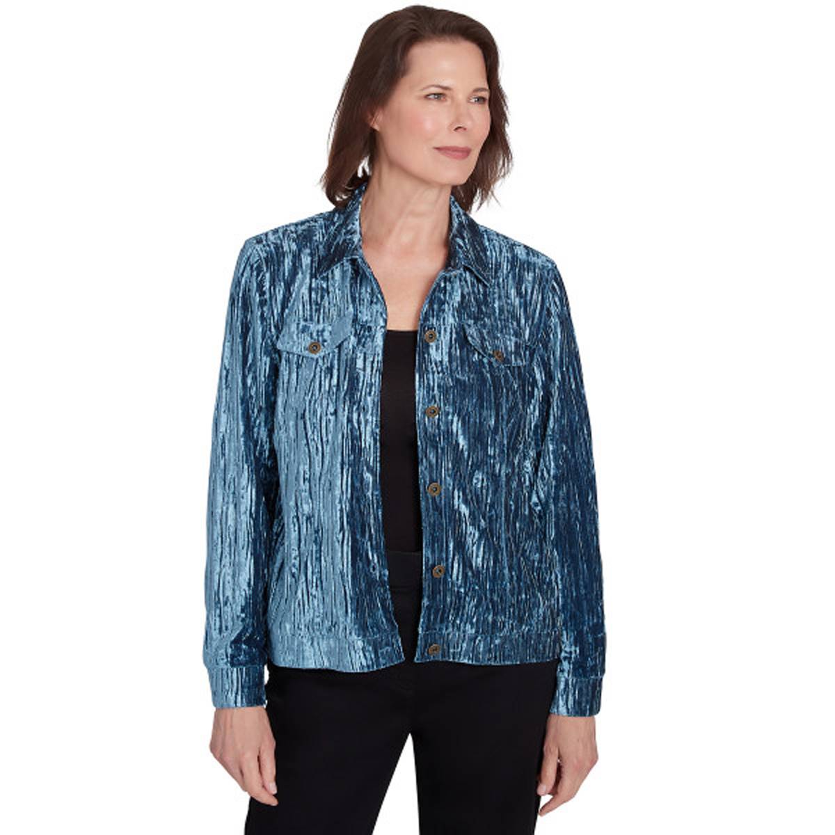 Womens Alfred Dunner Harvest Moon Crushed Velvet Jacket