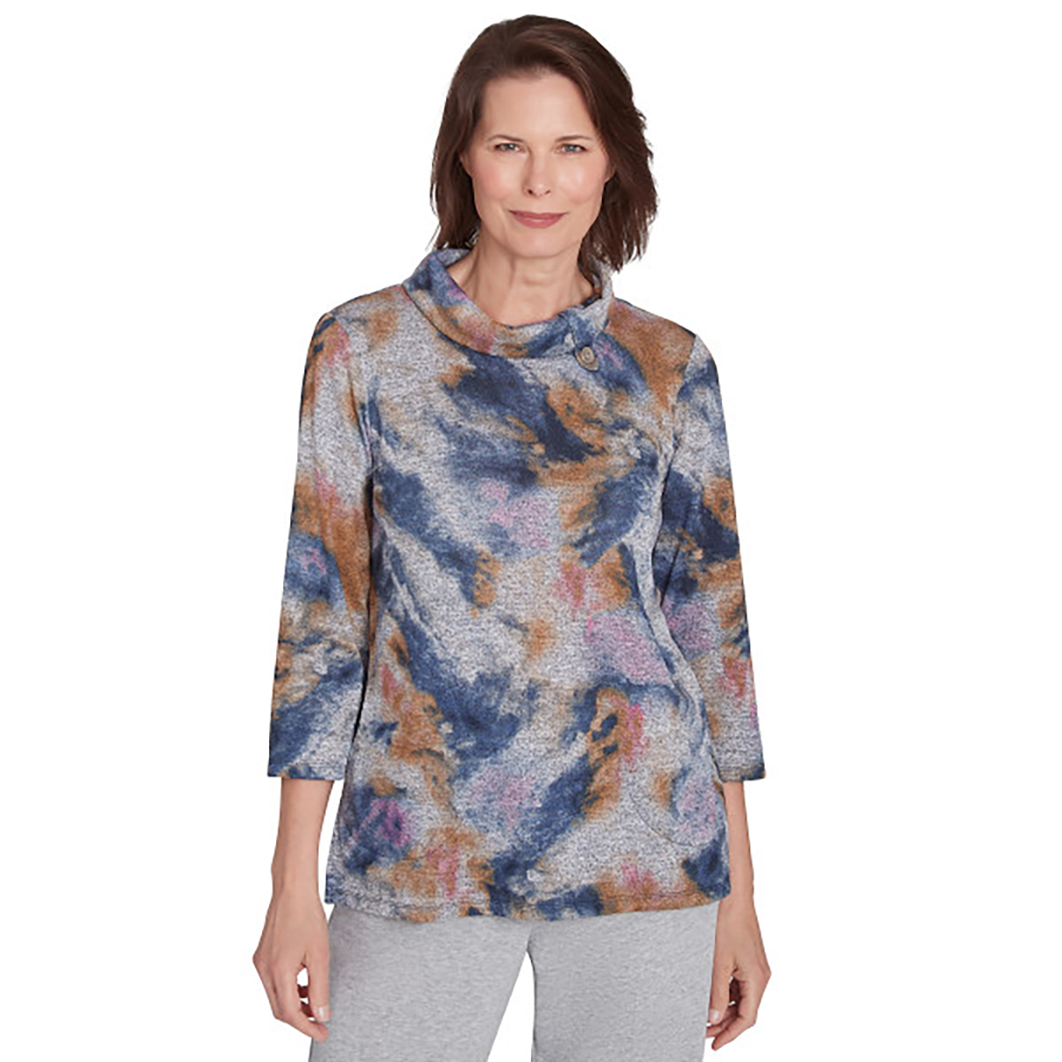 Petite Alfred Dunner Casual Fridays Abstract Watercolor Tee