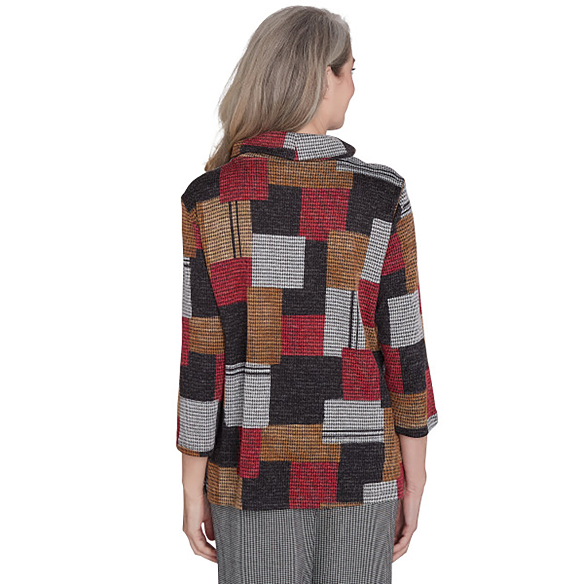 Womens Alfred Dunner Runway Ready Houndstooth Patchwork Blouse