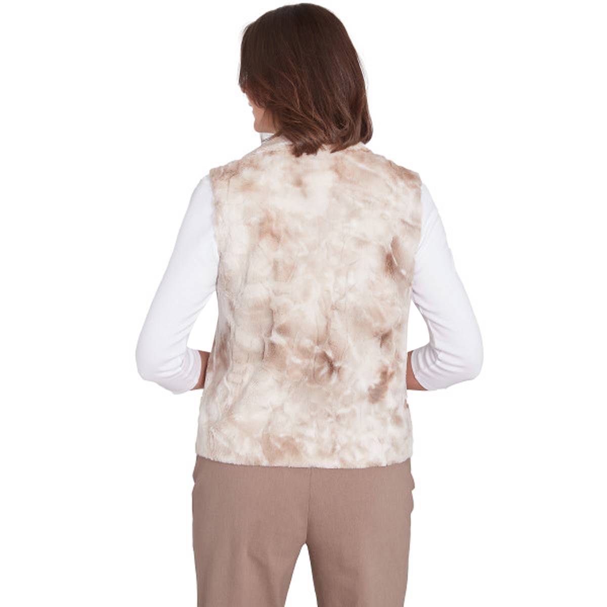 Womens Alfred Dunner Telluride Zip Front Faux Fur Vest