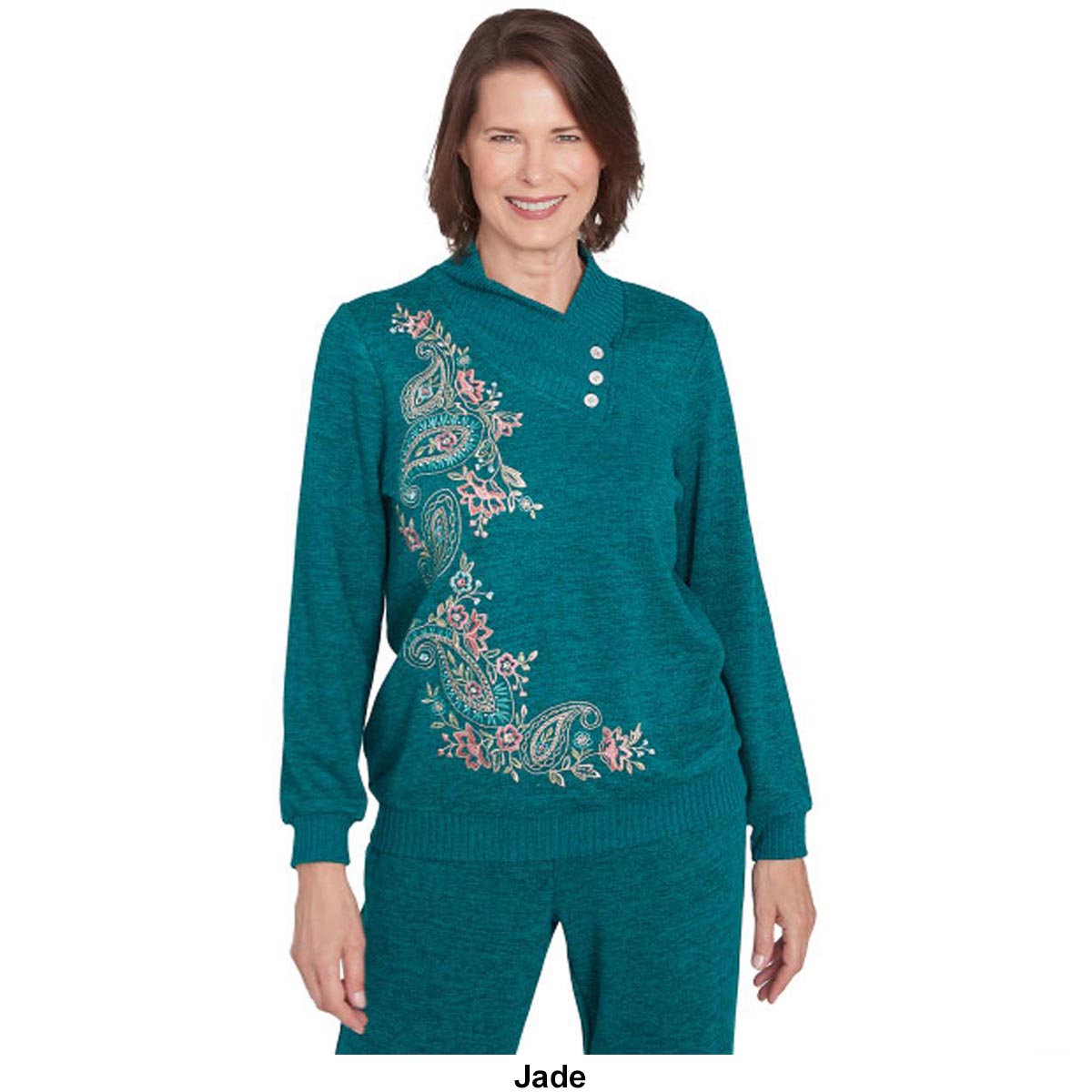 Womens Alfred Dunner French Quarter Paisley Embroider Sweater