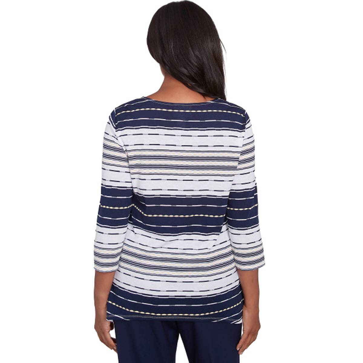 Womens Alfred Dunner Block Island Spliced Texture Stripe Tee