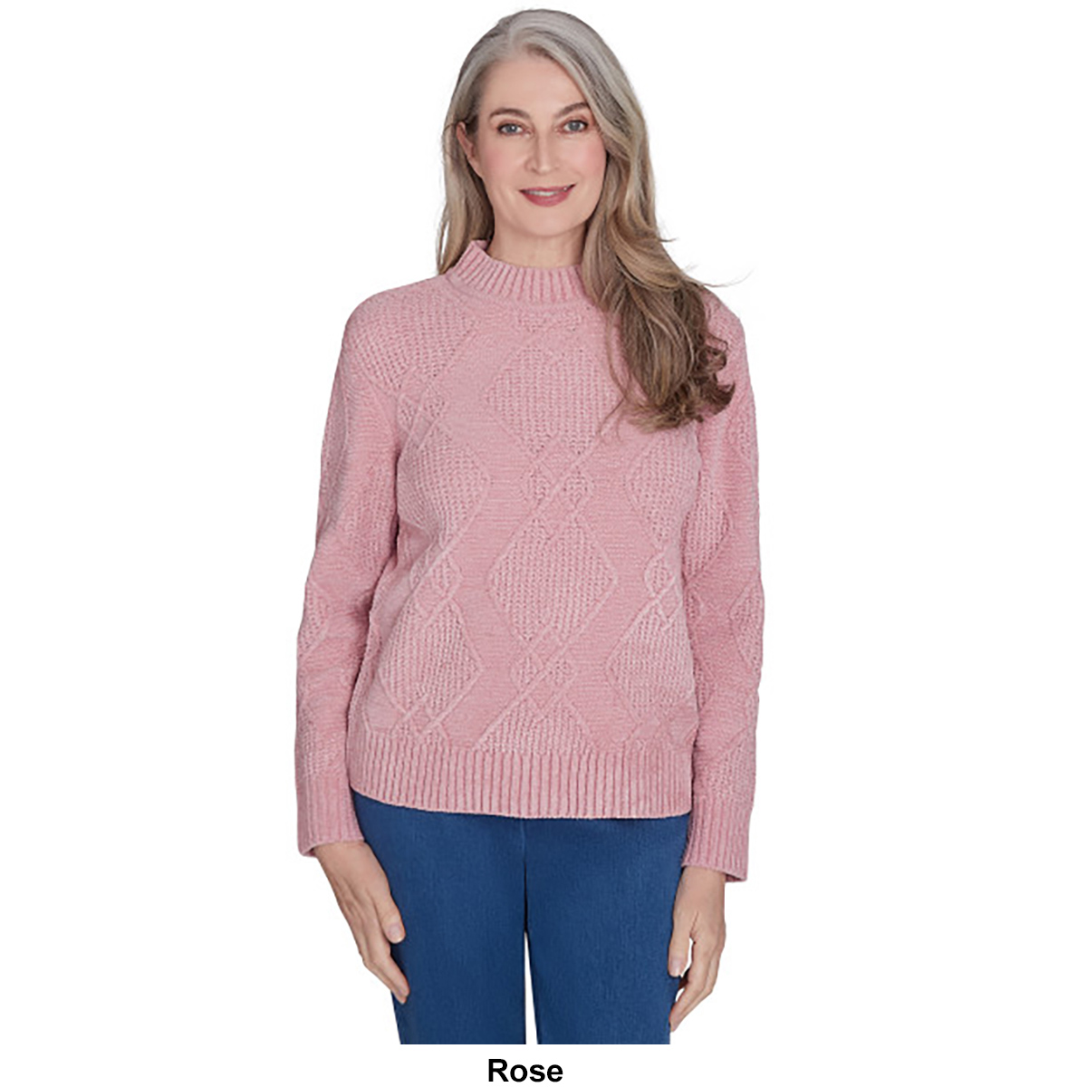 Petite Alfred Dunner Classics Diamond Stitch Pullover Sweater