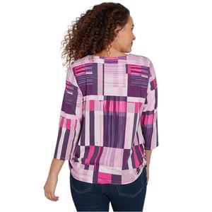 Petite Alfred Dunner Key Items 3/4 Sleeve Geo Bars Blouse alternate view