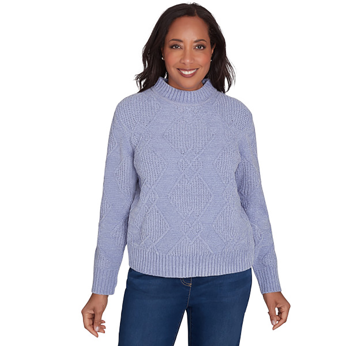 Petite Alfred Dunner Classics Diamond Stitch Pullover Sweater