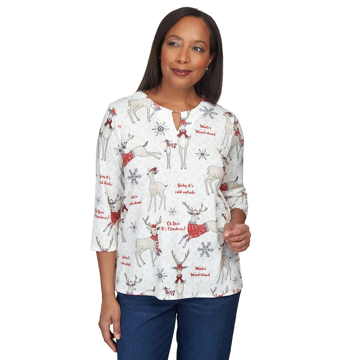 Petite Alfred Dunner Classics Oh, Deer Holiday Tee