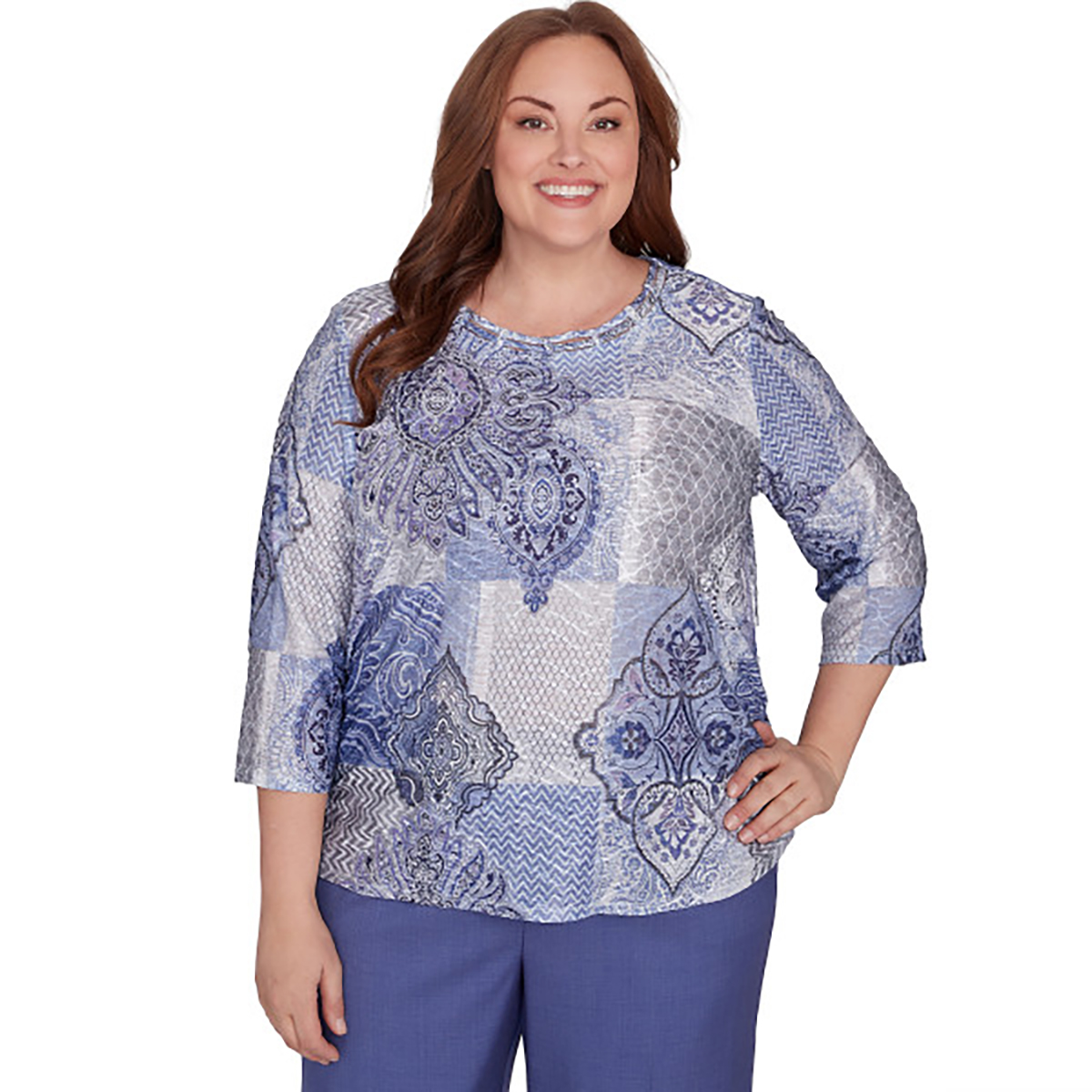 Plus Size Alfred Dunner Worth Avenue Medallion Patch Tee