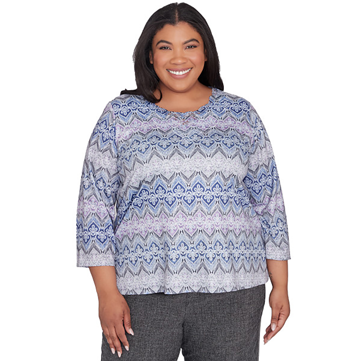 Plus Size Alfred Dunner Worth Avenue Crew Neck Biadere Tee