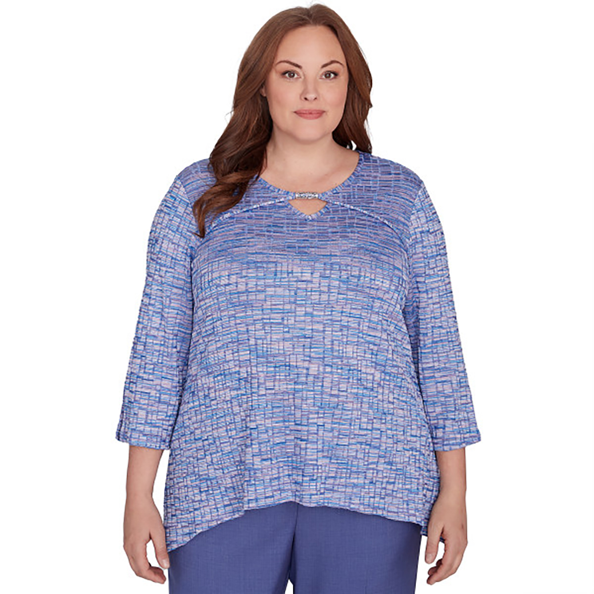 Plus Size Alfred Dunner Worth Avenue Space Dye Geo Blouse