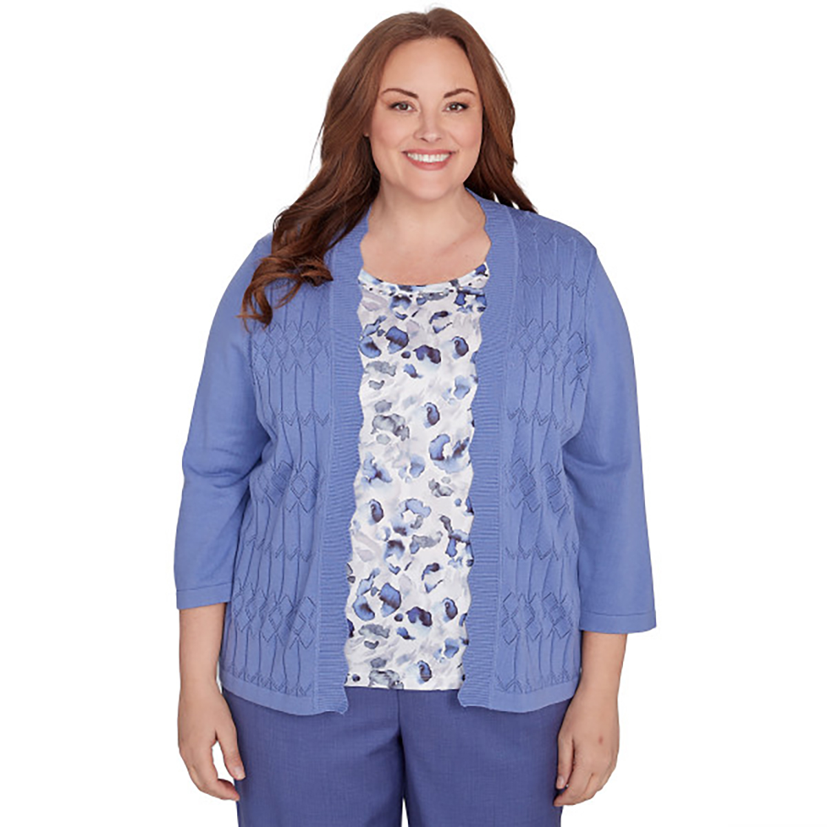 Plus Size Alfred Dunner Worth Avenue Animal Two In One Blouse