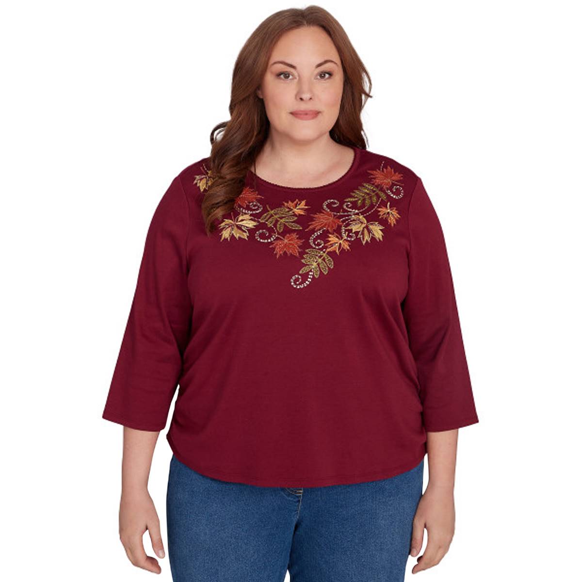 Plus Size Alfred Dunner Classics Falling Leaves Harvest Tee