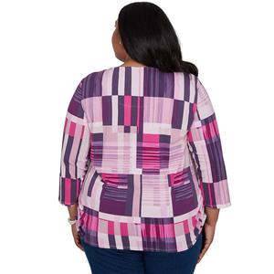 Plus Size Alfred Dunner Key Items 3/4 Sleeve Geo Bars Blouse alternate view