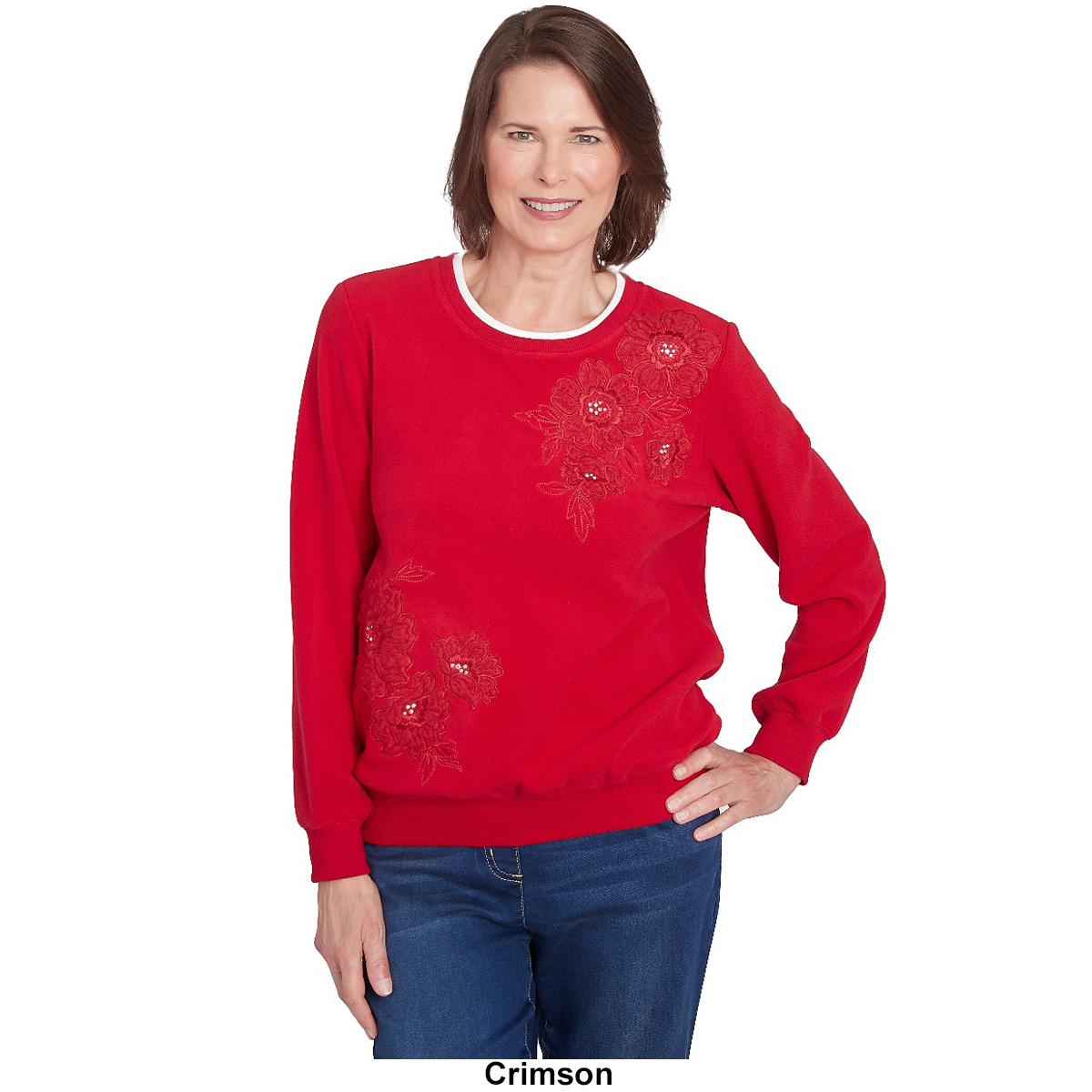 Petite Alfred Dunner Classics Embroidered Sweatshirt