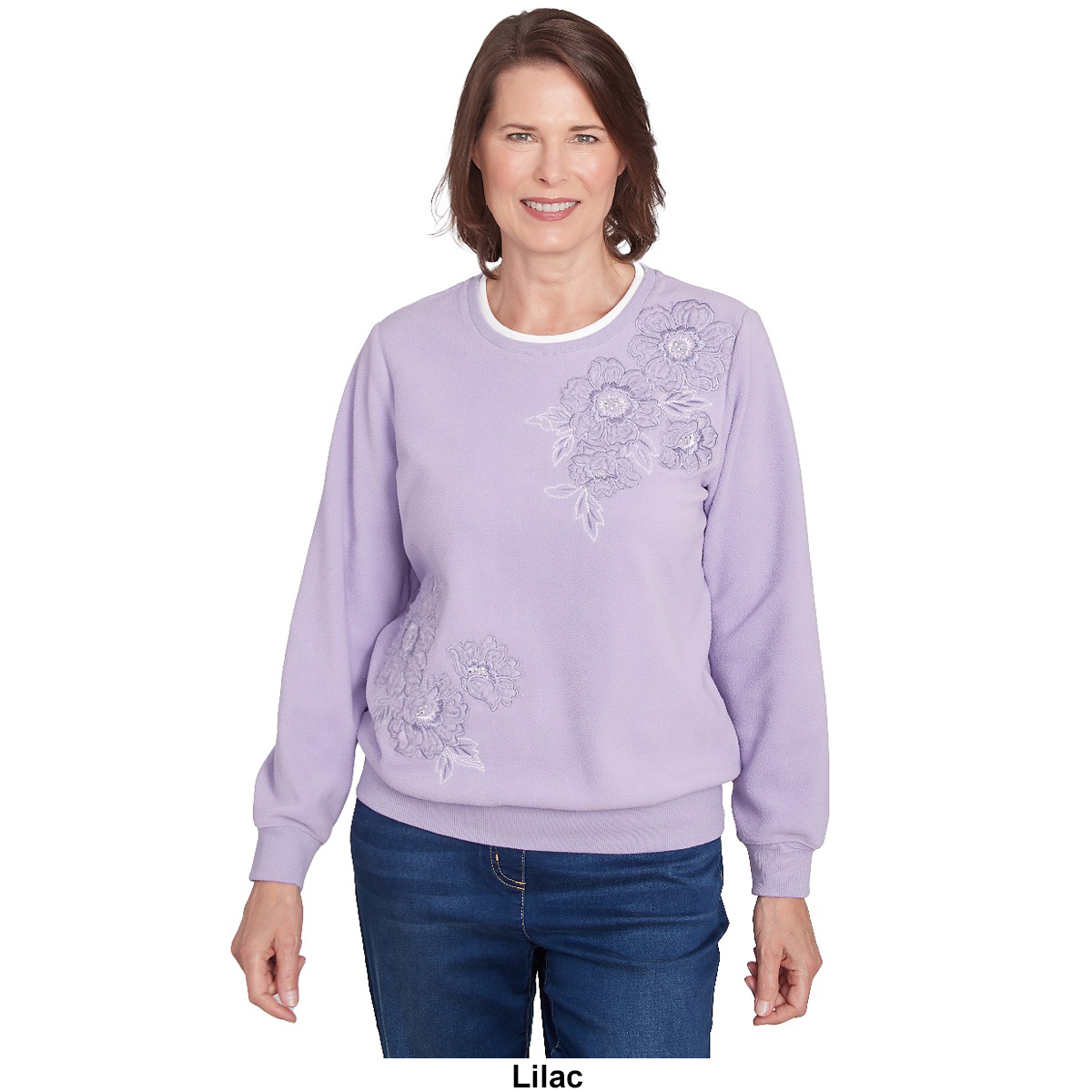 Petite Alfred Dunner Classics Embroidered Sweatshirt