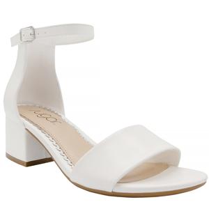Womens Sugar Noelle Low Block Heel Dress Sandals - White