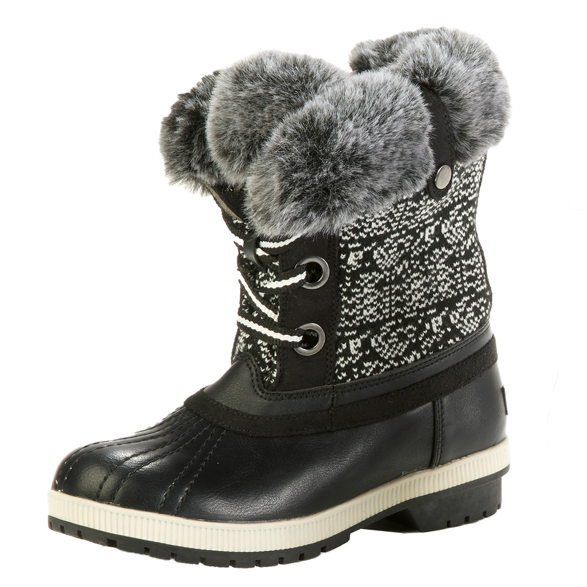 Womens London Fog Milly Mid Calf Duck Boots - Black/Multi