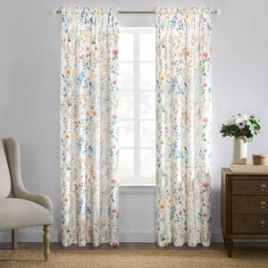 Wildflowers Crushed Semi-Sheer Panel Curtain