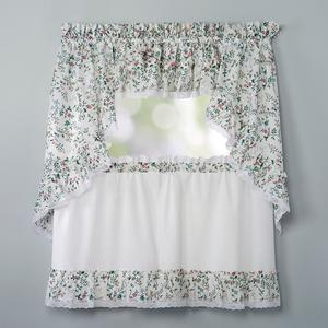 Country Floral Ruffled Tiered Curtains