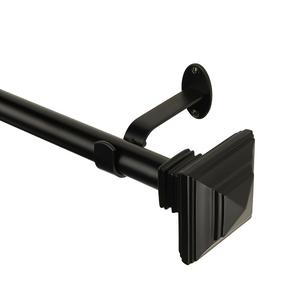 Threadmade Florence Single Curtain Rod with Stacked Square Finial