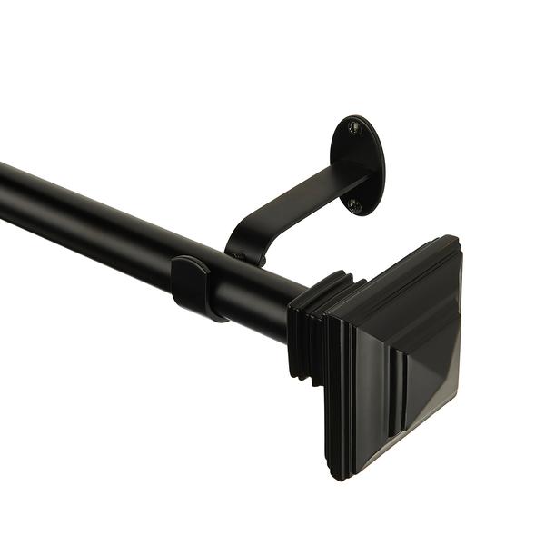 Threadmade Florence Single Curtain Rod with Stacked Square Finial