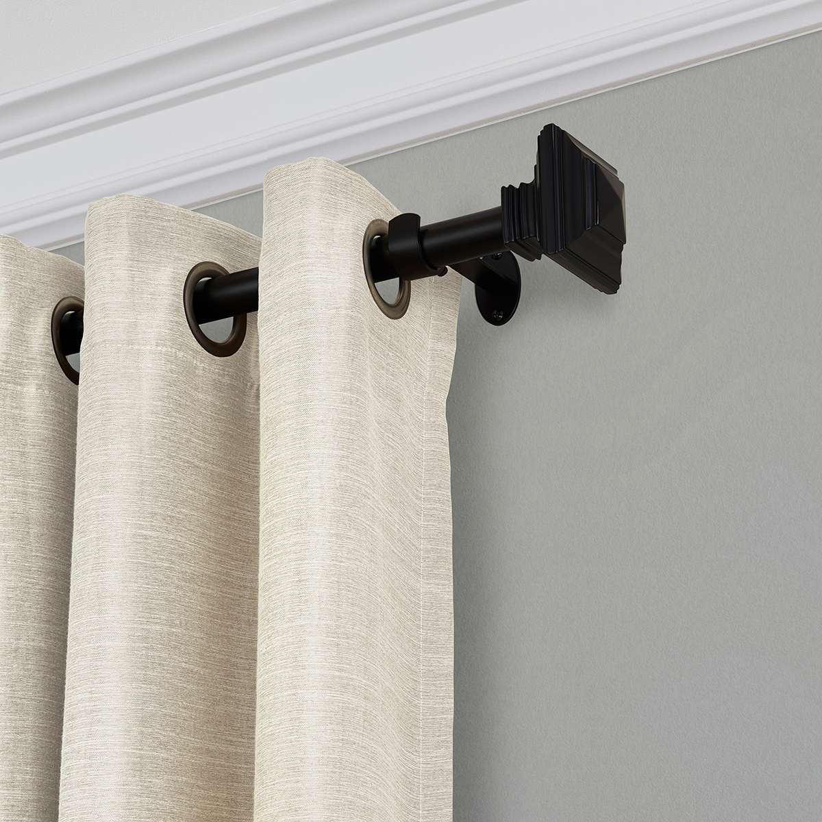 Elrene Florence Single Curtain Rod With Stacked Square Finial