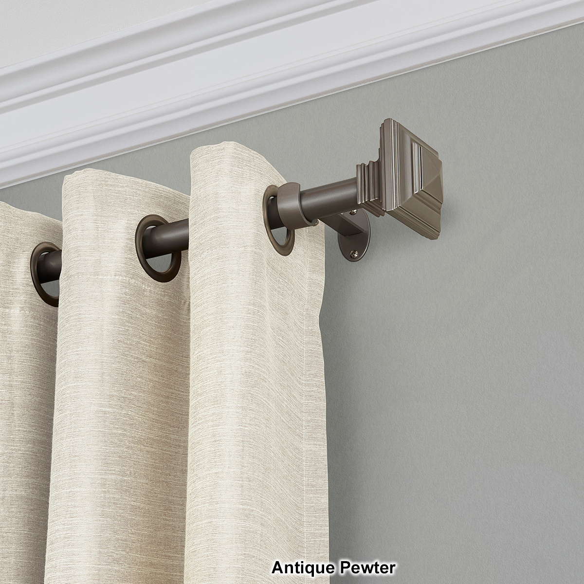 Elrene Florence Single Curtain Rod With Stacked Square Finial