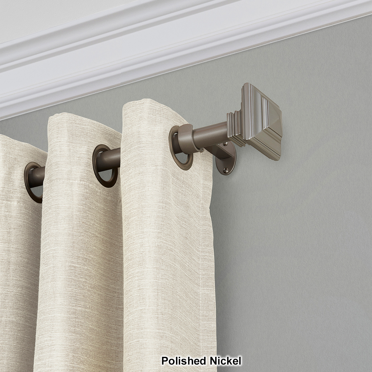 Elrene Florence Single Curtain Rod With Stacked Square Finial