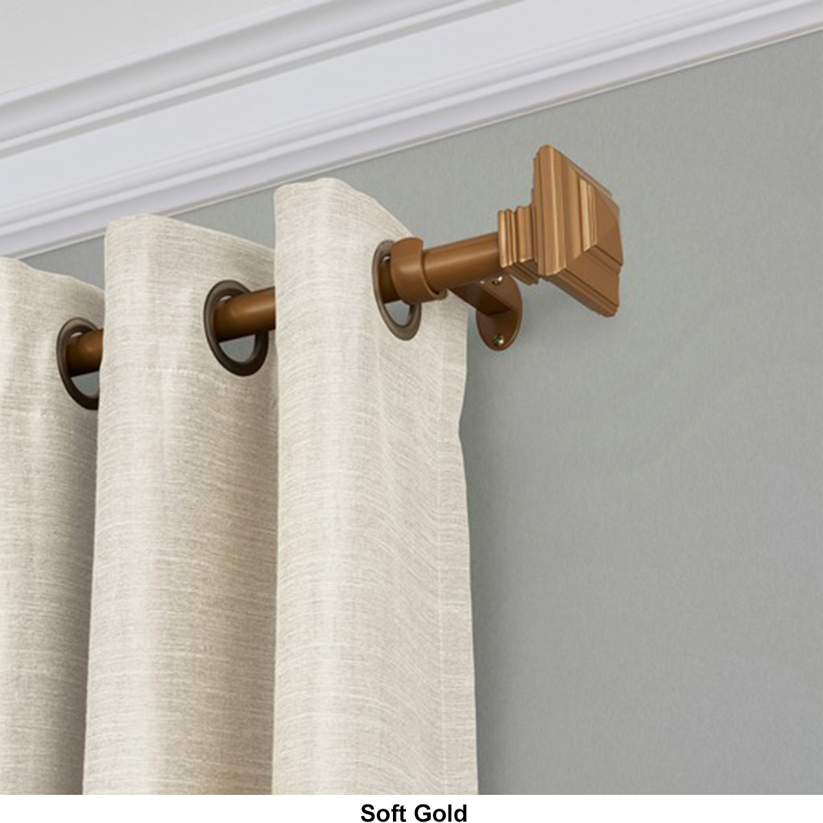 Elrene Florence Single Curtain Rod With Stacked Square Finial