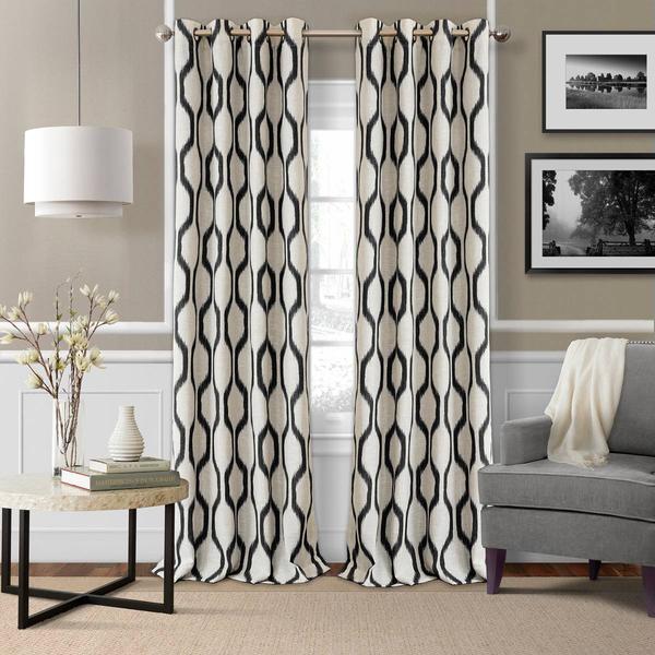 Threadmade Renzo Geometric Linen Room Darkening Window Curtain