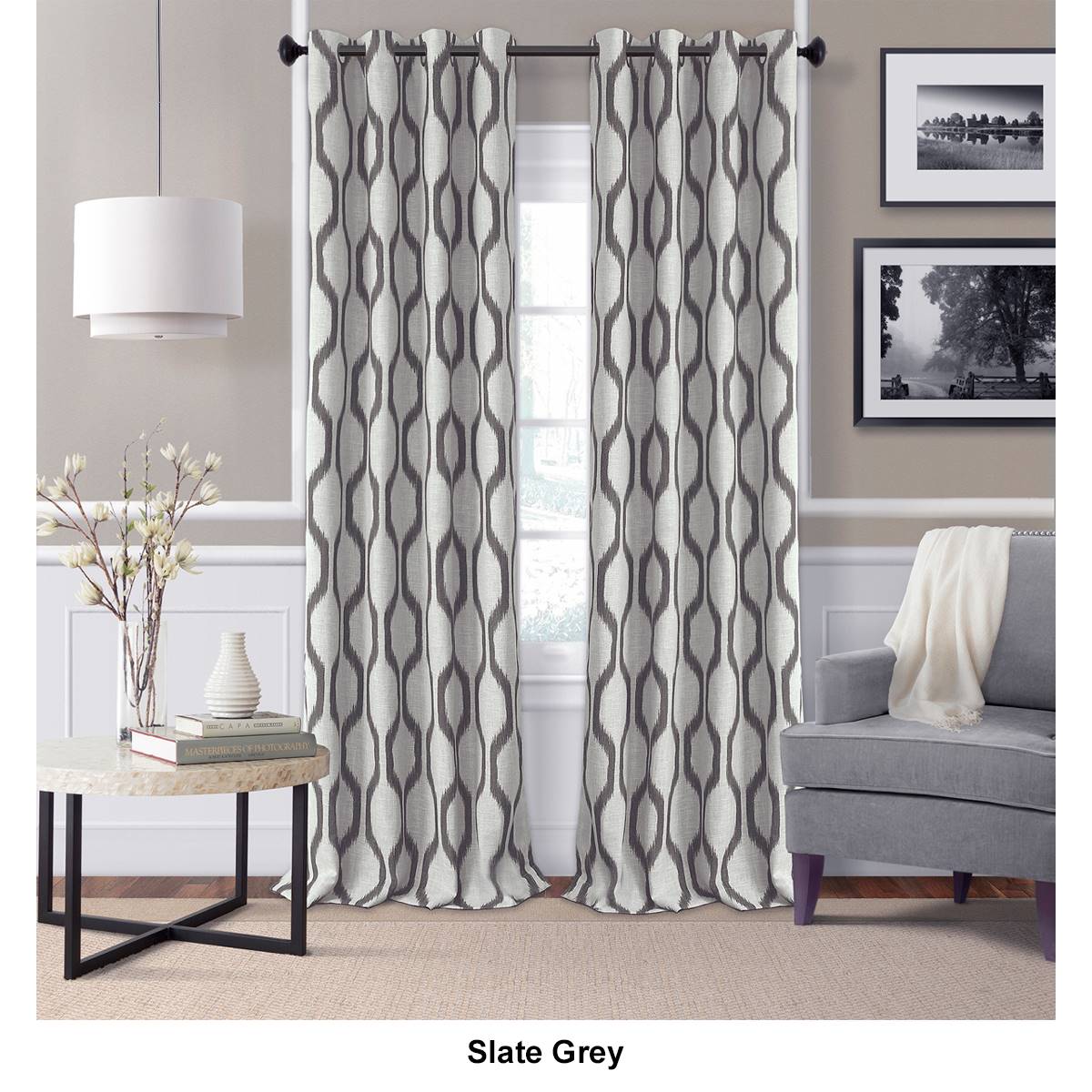 Elrene Renzo Ikat Geometric Linen Room Darkening Window Curtain