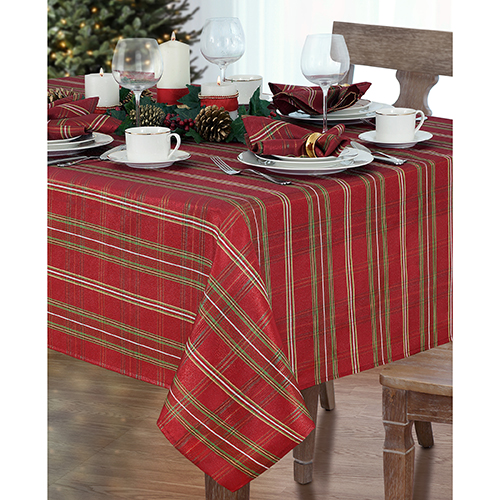 Elrene Shimmering Plaid Tablecloth