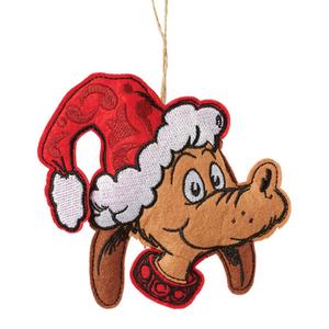 Jim Shore Grinch Felt Max in Santa Hat Christmas Ornament
