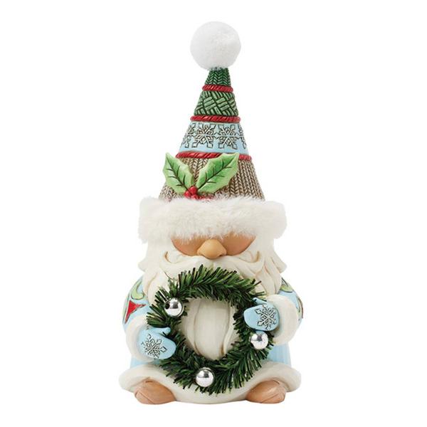 Jim Shore Gnome Wreath & Fur Hat Christmas Figurine