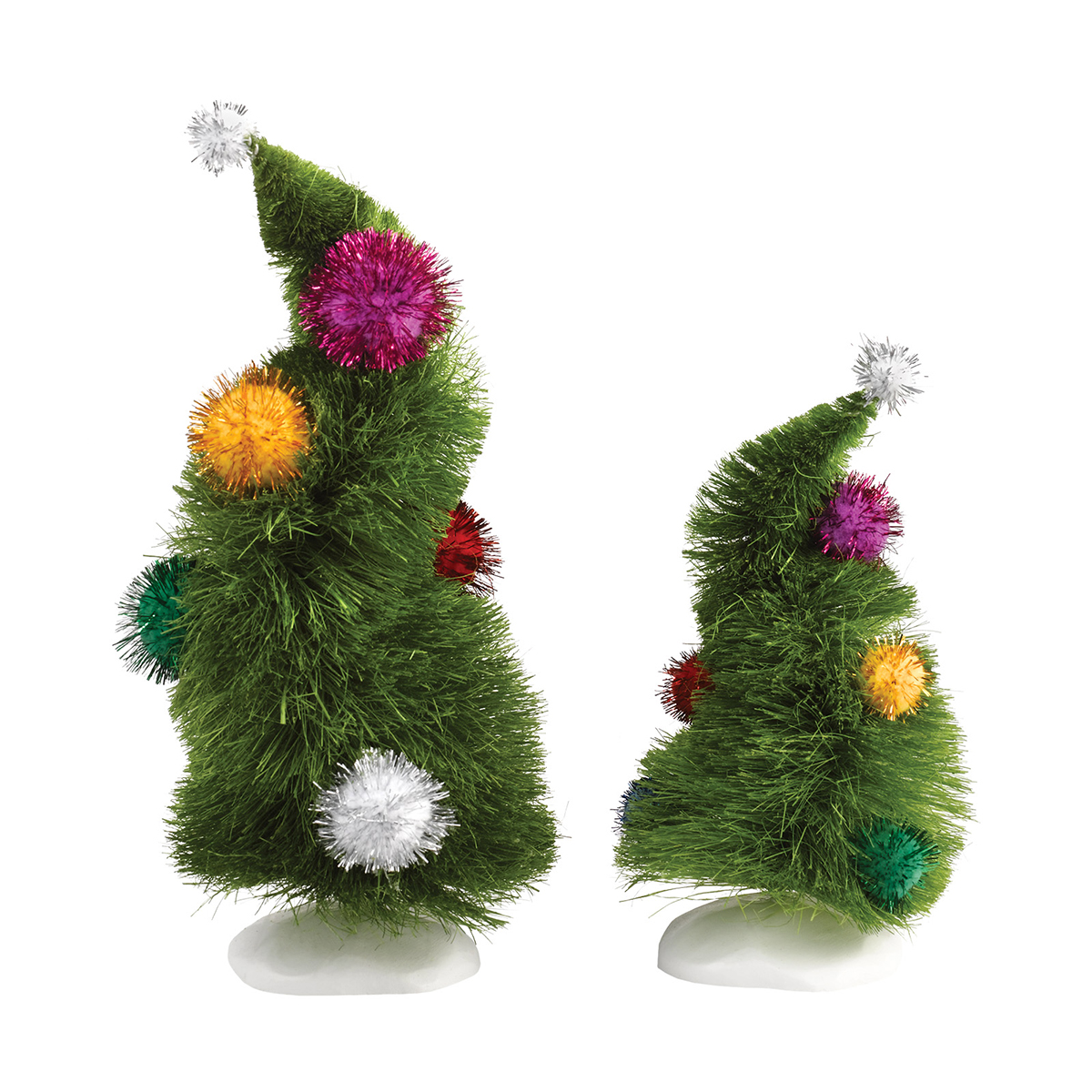 Department 56 Grinch Village Wonky Trees Christmas Decor Set Of 2