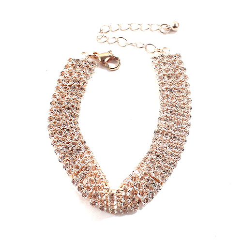 Adrienne Vittadini Rose Gold Plated Rhinestone Chain Bracelet