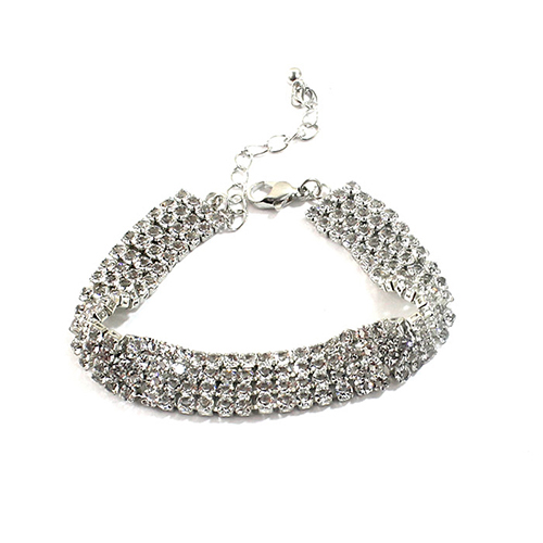 Adrienne Vittadini Silver 4 Row Rhinestone Bracelet