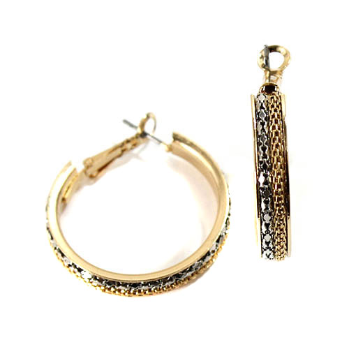 Adrienne Vittadini Two-Tone Chain Insert Hoops