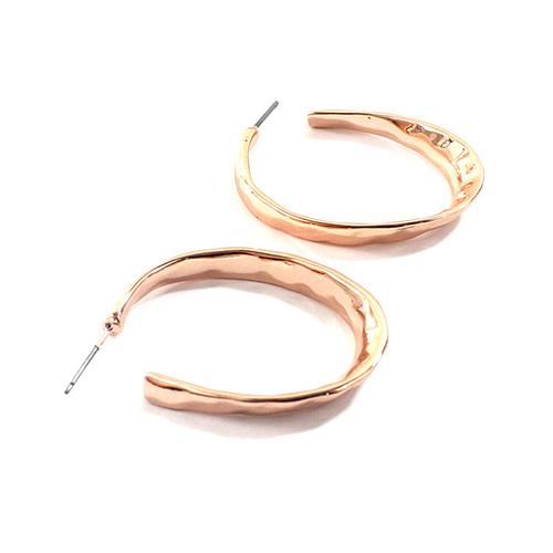 Adrienne Vittadini Rose Gold Hammered Hoop Earrings alternate view