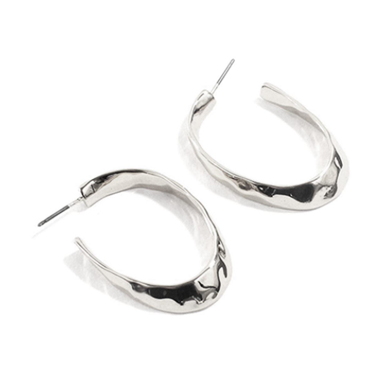 Adrienne Vittadini Silver Hammered Hoop Earrings