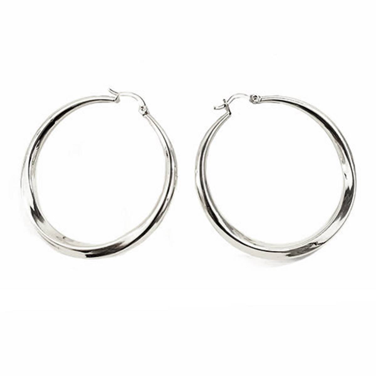 Adrienne Vittadini Silver Sculpted Hoop Earrings