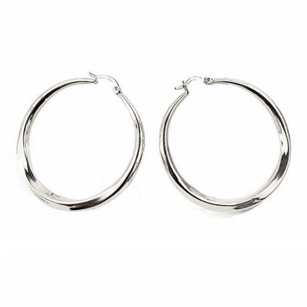 Adrienne Vittadini Silver Sculpted Hoop Earrings