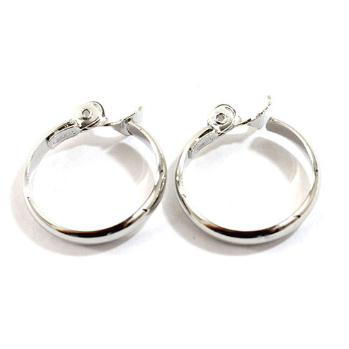 Adrienne Vittadini Silver Polished Clip On Hoop Earrings