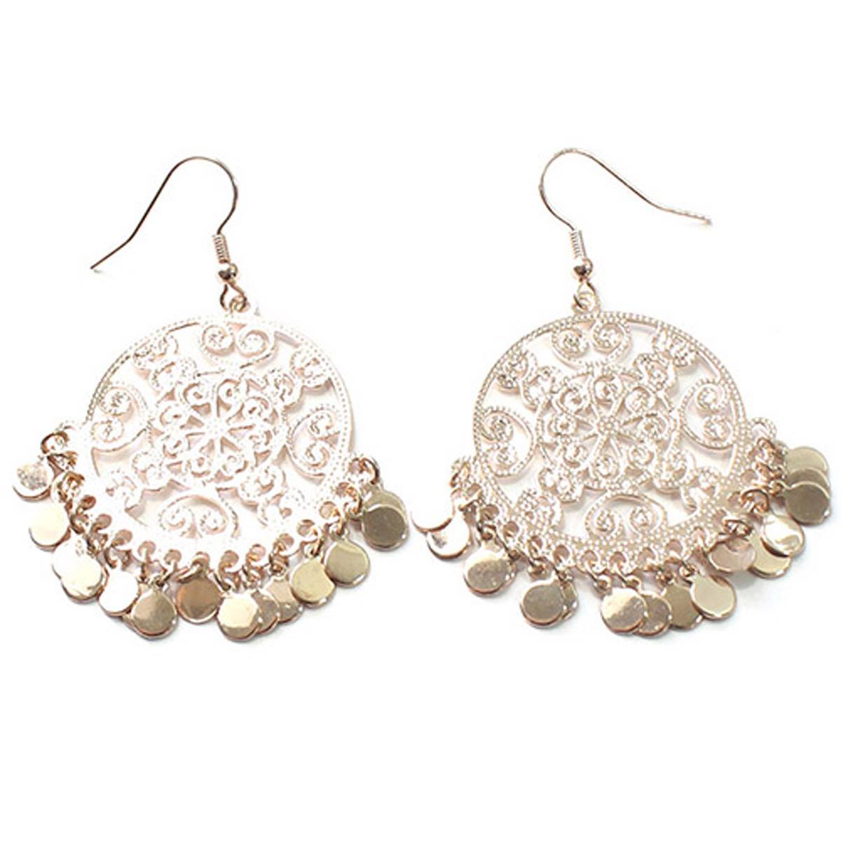 Adrienne Vittadini Rose Gold Filigree Dangle Earrings