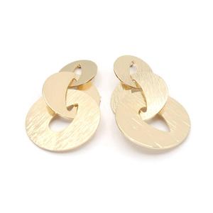 Adrienne Vittadini Gold Hammered Triple Oval Interlock Earrings