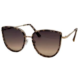 Womens Fantas Eyes Metal Inlay Cat Eye Tortoise Sunglasses