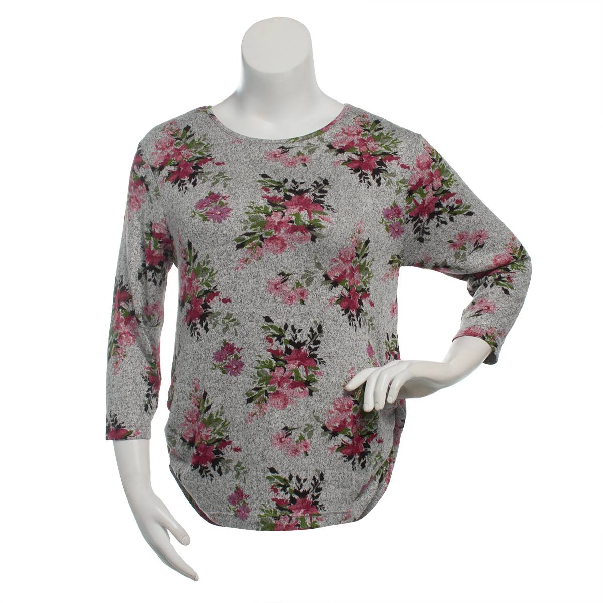 Petite Bonnie Evans 3/4 Sleeve Floral Bouquet Tee