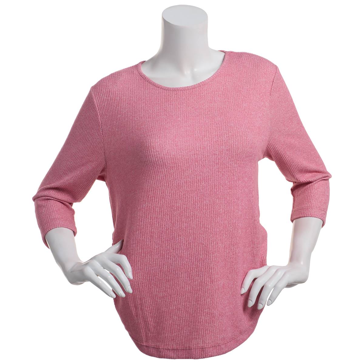 Petite Bonnie Evans 3/4 Sleeve Solid Ribbed Hacci Tee